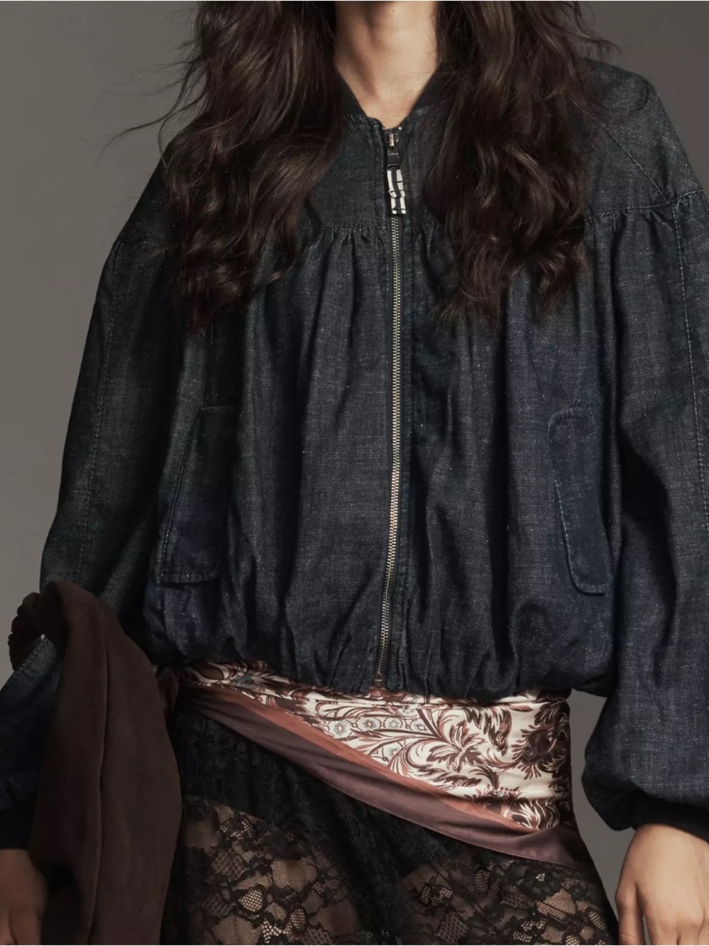 🆕 By Anthropologie Denim Bubble Bomber Jacket